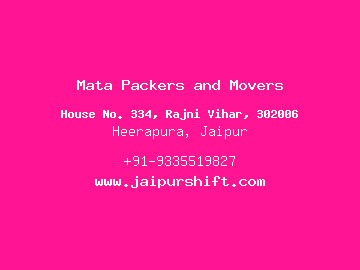 Mata Packers and Movers, Heerapura, Jaipur